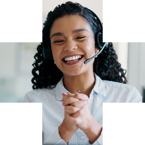 Représentante du service à la clientèle de Croix Bleue offrant du soutien par téléphone et en ligne. 
