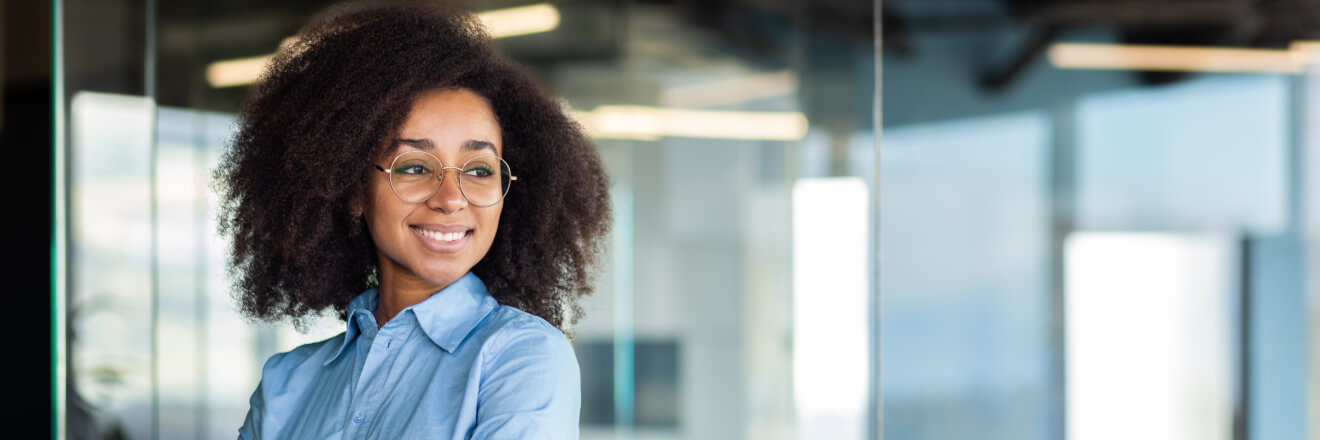 Woman smiling in the office